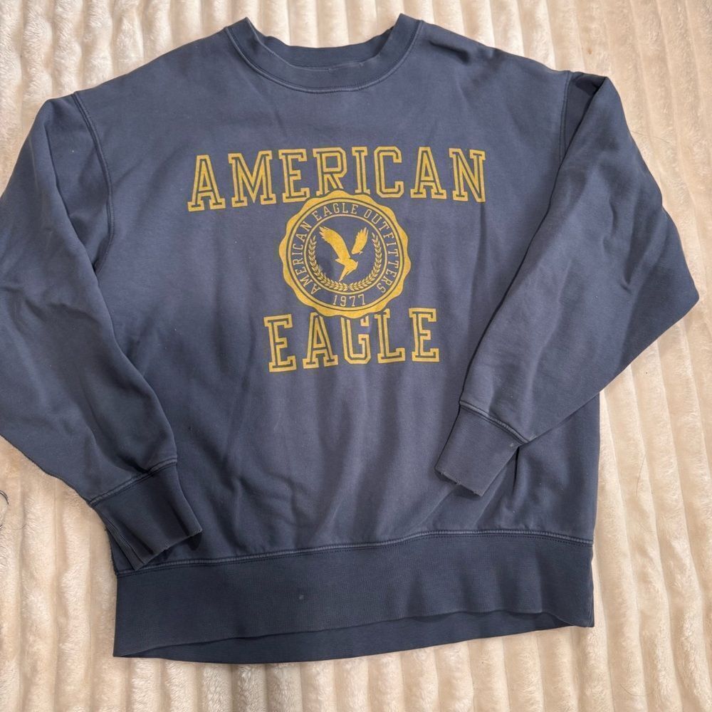 American Eagle Outfitters 1977 XSLogo Varsity Sweatshirt Muted Blue